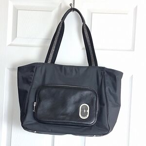 Coach C5049 Court Tote Nylon Pebble Leather Shoulder Bag